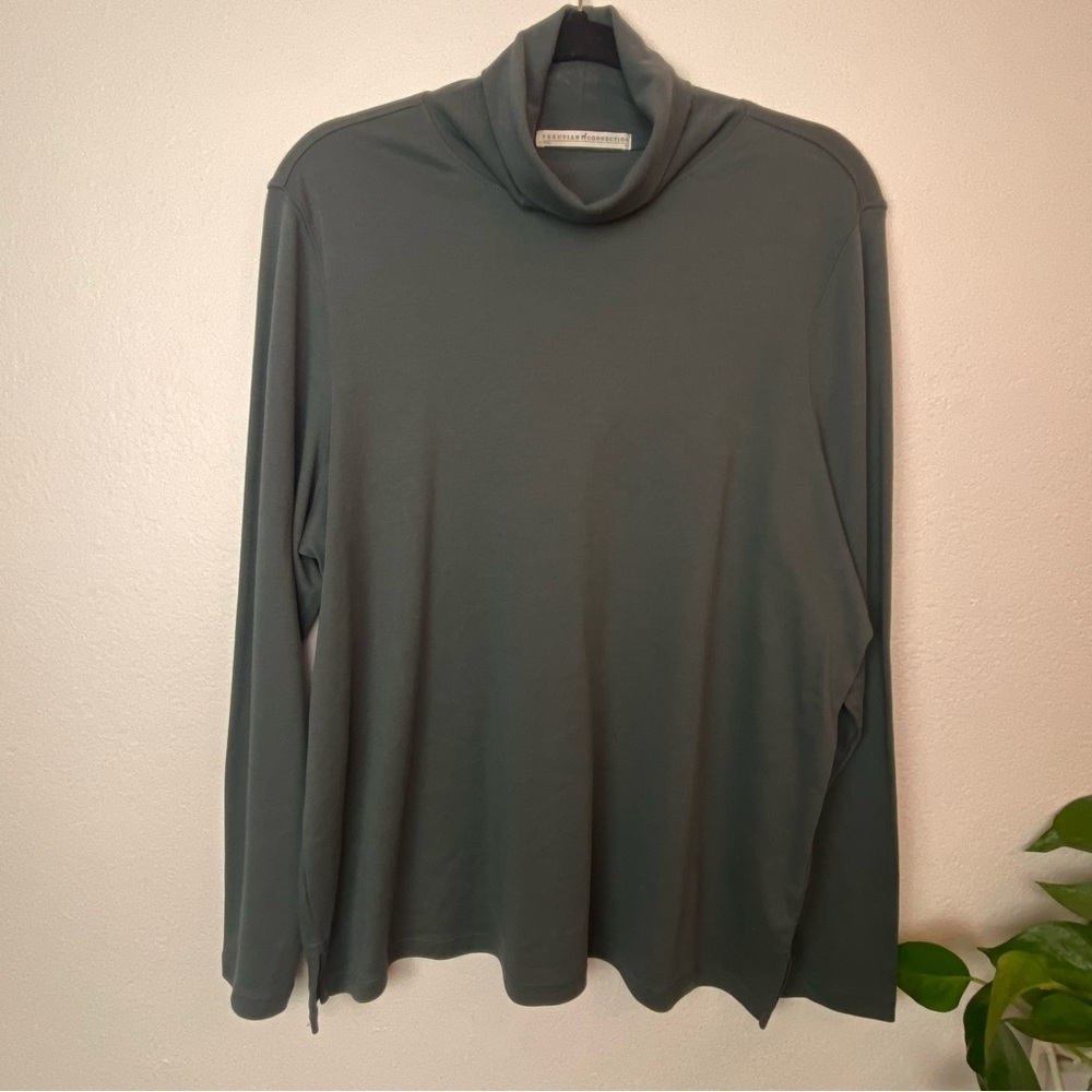 PERUVIAN CONNECTION PIMA COTTON TURTLE NECK PULLOVER SIZE XL